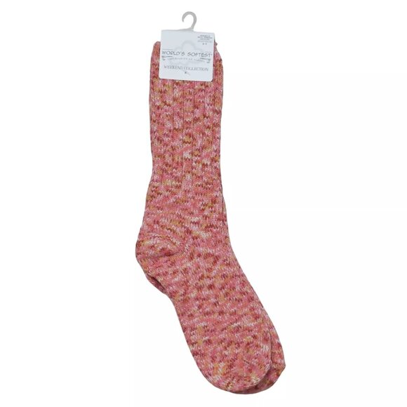 Worlds Softest Socks Weekend Ragg Comfy Crew Womens Size 6-11 Brandy Pink NWT - Picture 2 of 5